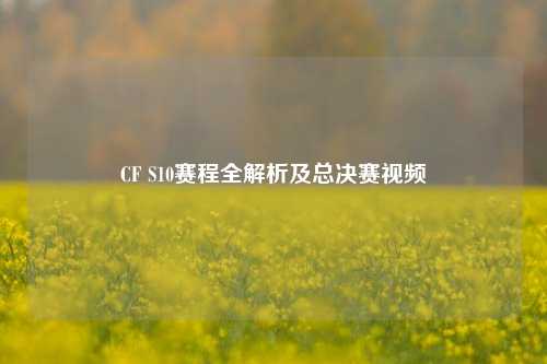 CF S10赛程全解析及总决赛视频