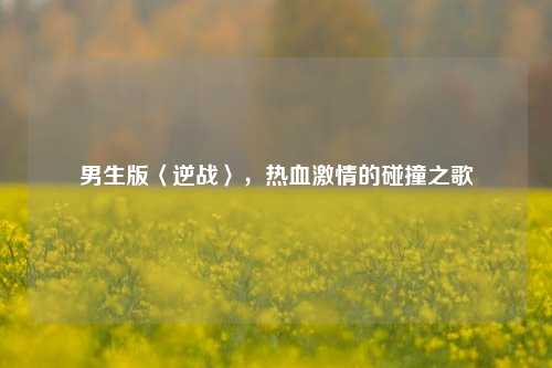 男生版〈逆战〉,热血 的碰撞之歌