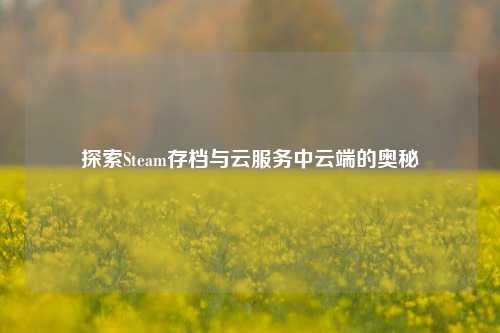探索Steam存档与云服务中云端的奥秘