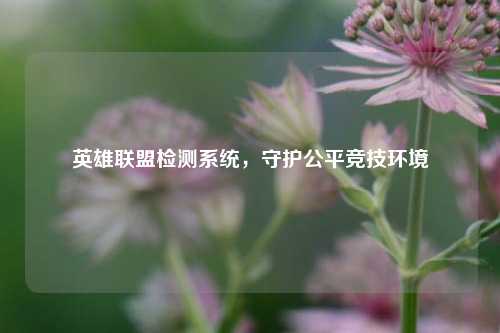 英雄联盟检测系统,守护公平竞技环境