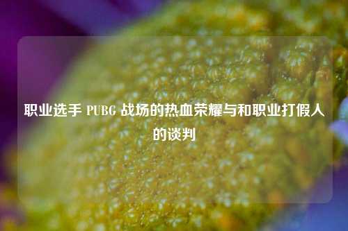 职业选手 PUBG 战场的热血荣耀与和职业打假人的谈判