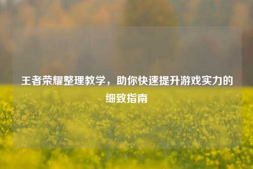 王者荣耀整理教学,助你快速提升游戏实力的细致指南
