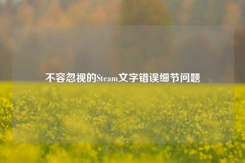 不容忽视的Steam文字错误细节问题
