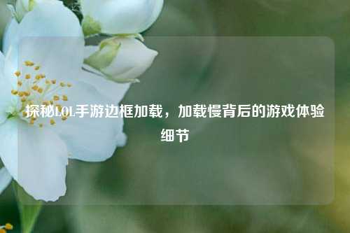 探秘LOL手游边框加载,加载慢背后的游戏体验细节