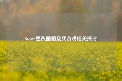 Steam更改国籍及买游戏相关探讨