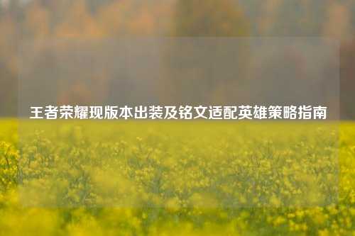 王者荣耀现版本出装及铭文适配英雄策略指南