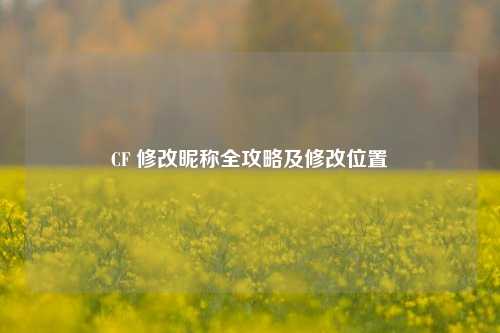 CF 修改昵称全攻略及修改位置