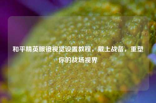 和平精英眼镜视觉设置教程,戴上战备,重塑你的战场视界