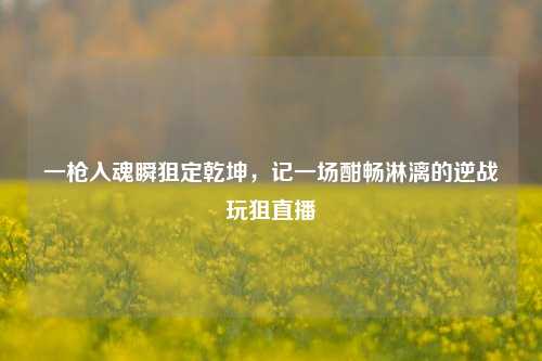 一枪入魂瞬狙定乾坤,记一场酣畅淋漓的逆战玩狙直播