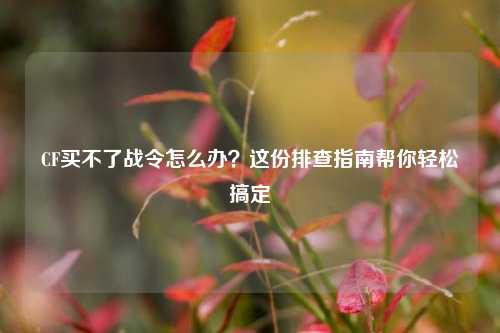 CF买不了战令怎么办?这份排查指南帮你轻松搞定